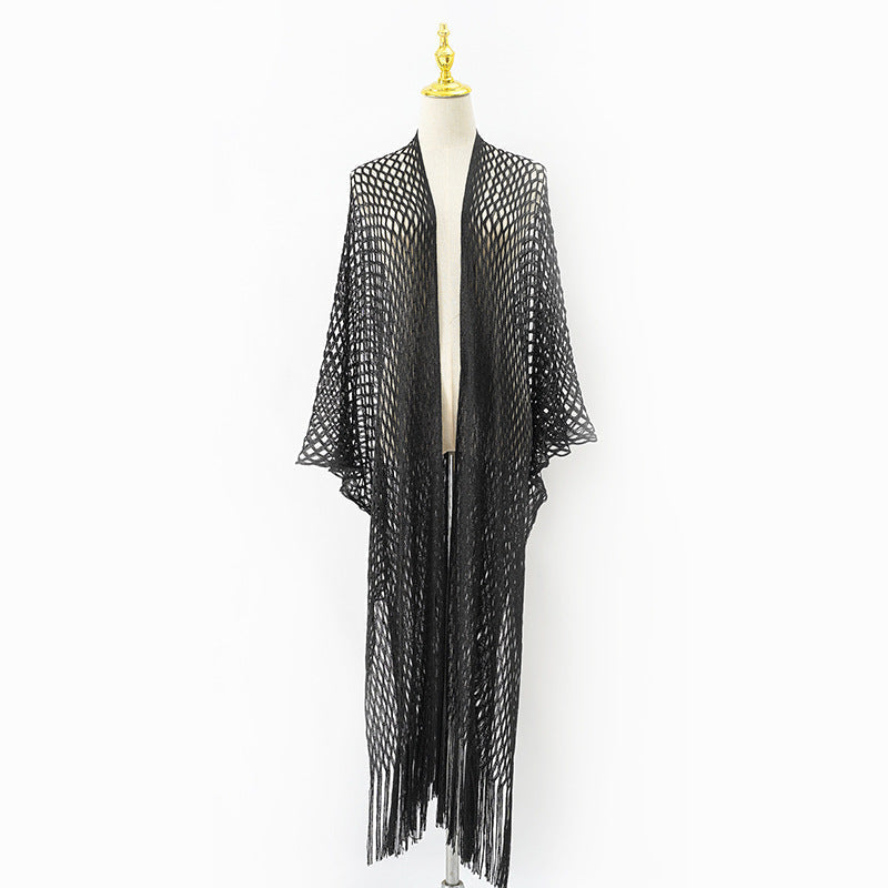 Eleganter transparenter Kaftan für Damen mit langen Fransen, Größe Valenzora