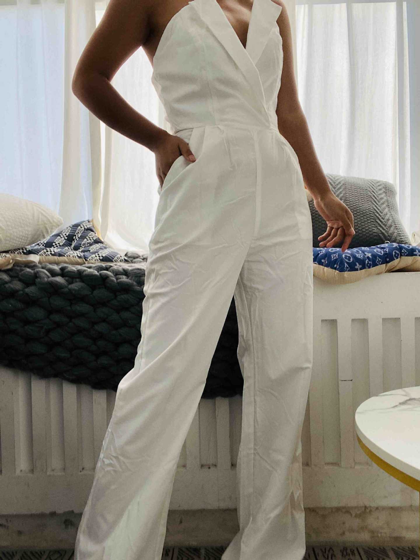 Valenzora | Asymmetrical lapel mid-waist commuter jumpsuit