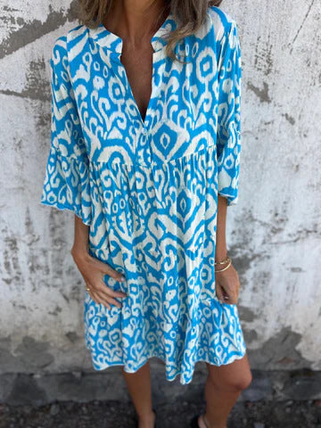 Damen-Strandkleid, lässig, mit hohen Seitenschlitzen und modischem Aufdruck, Größe S