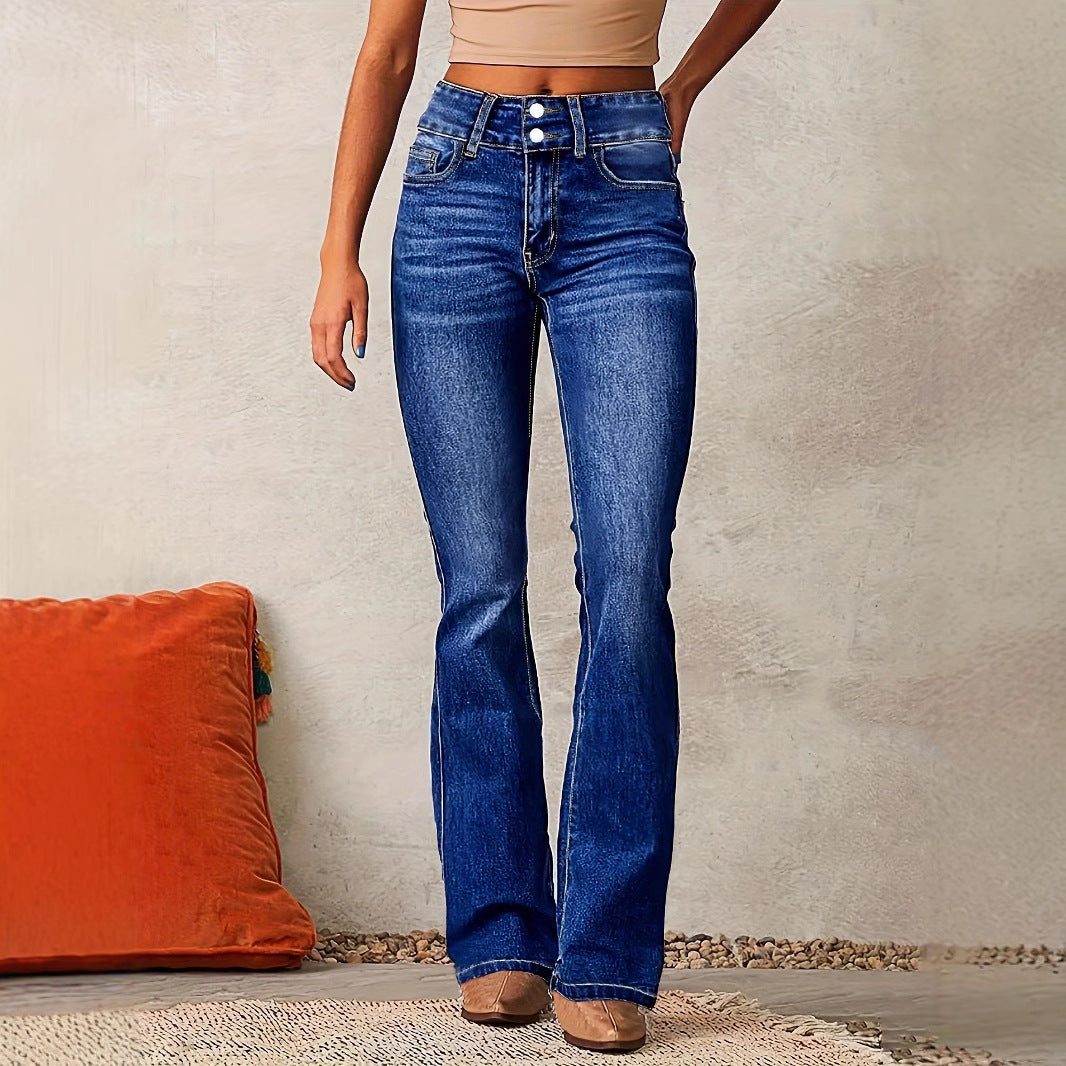 Damen Bootcut Jeans mit hoher Taille und modischen Details, Größe [size missing]
