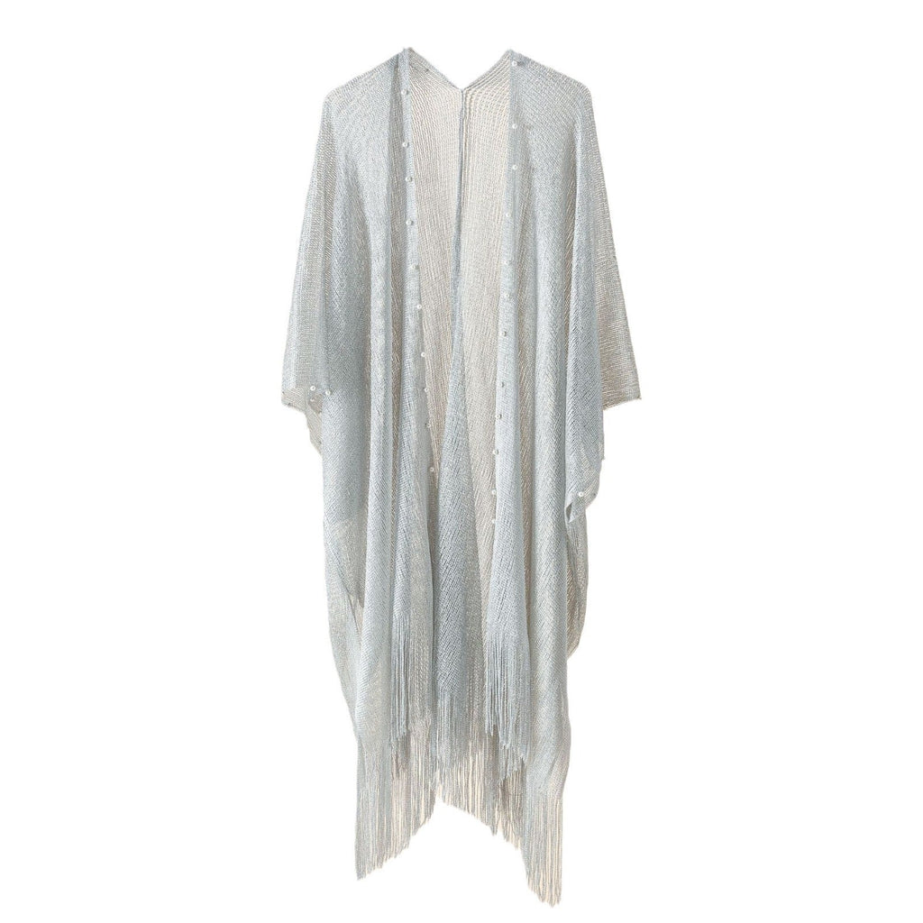 Women's transparent kaftan with fringed edges and elegant design, size Valenzora