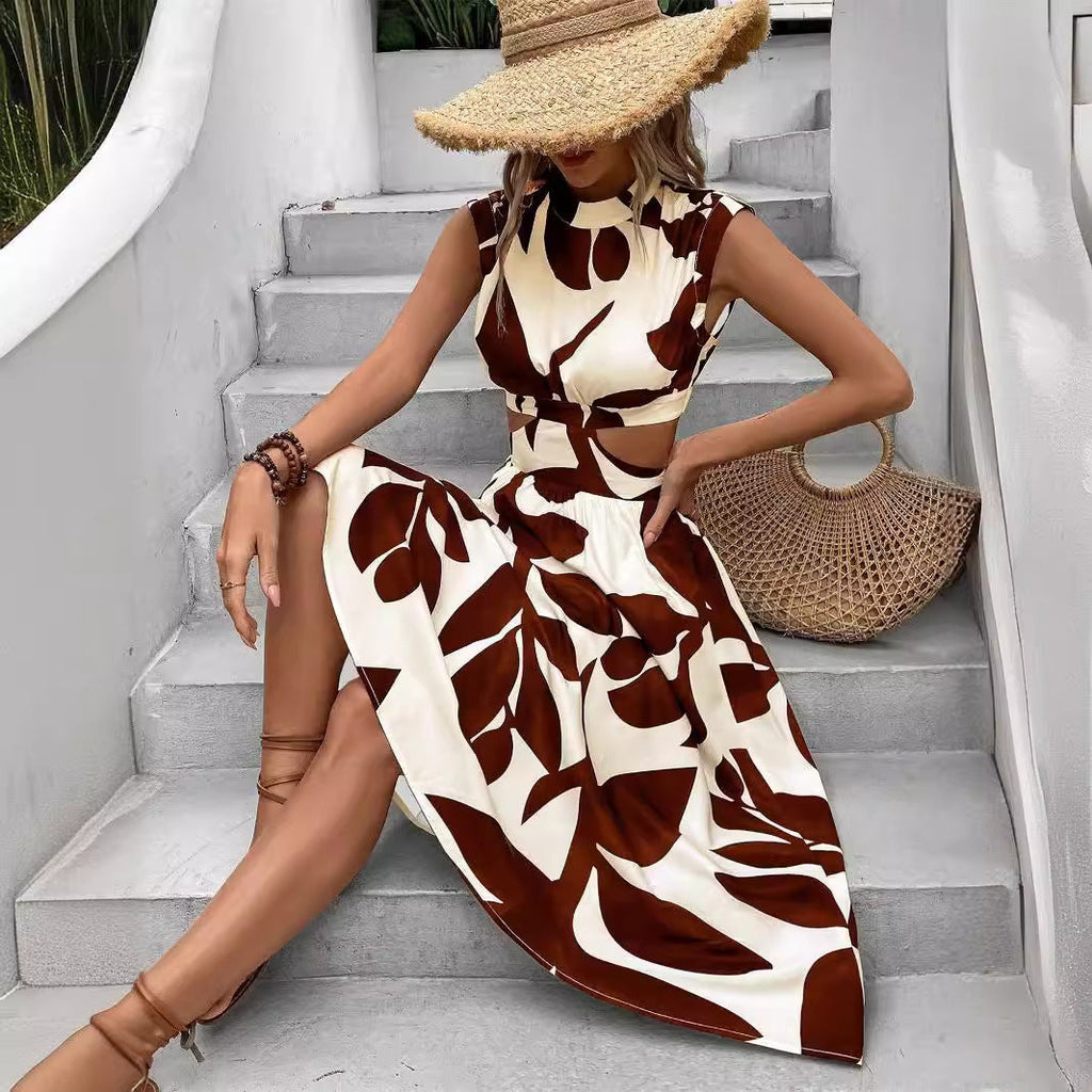 Damen-Asymmetriekleid mit Cut-Outs und Blumenmuster, Größe S
