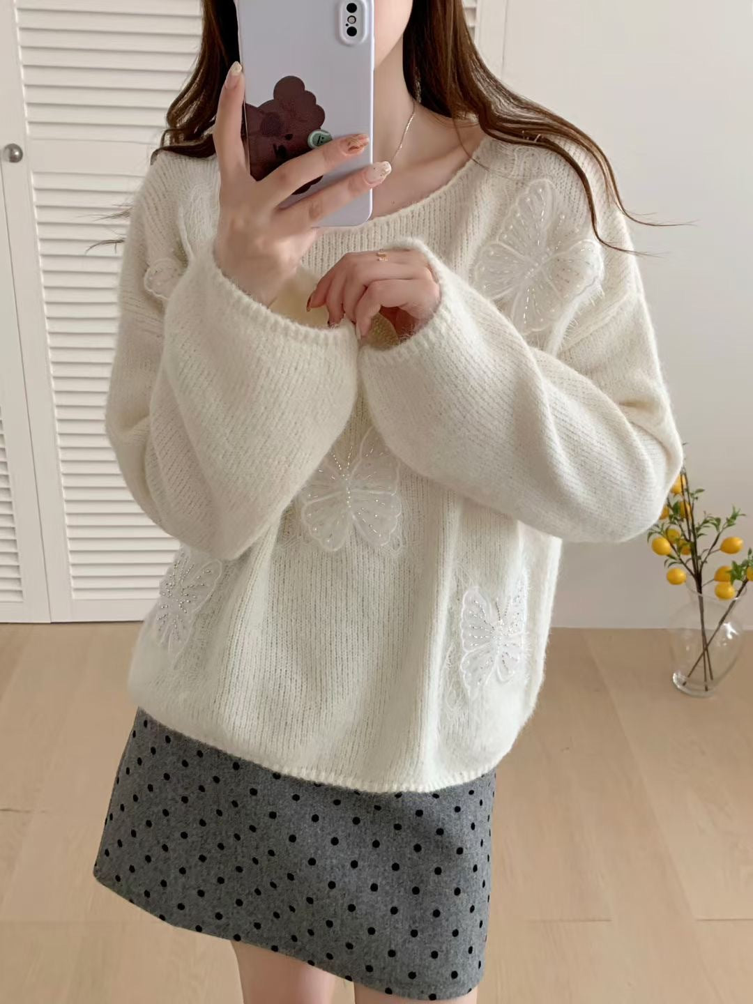 Valenzora | Eleganter, bestickter floraler Strickpullover für Damen