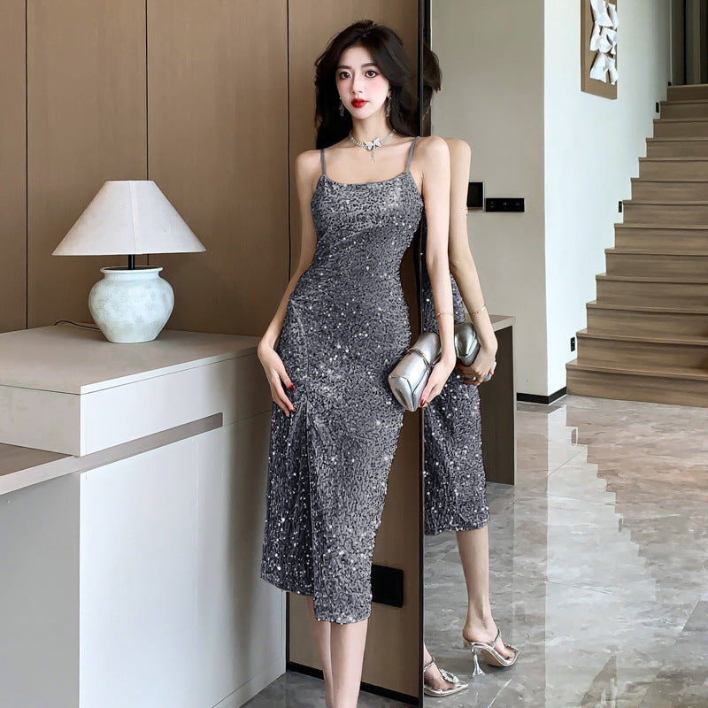 Valenzora | Spaghettiträger Leicht Glänzendes Luxuriöses Abendkleid