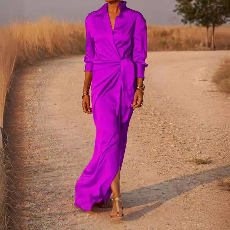 Valenzora | Schnürkleid mit hohem Bund, Schlitz und Bodenlänge