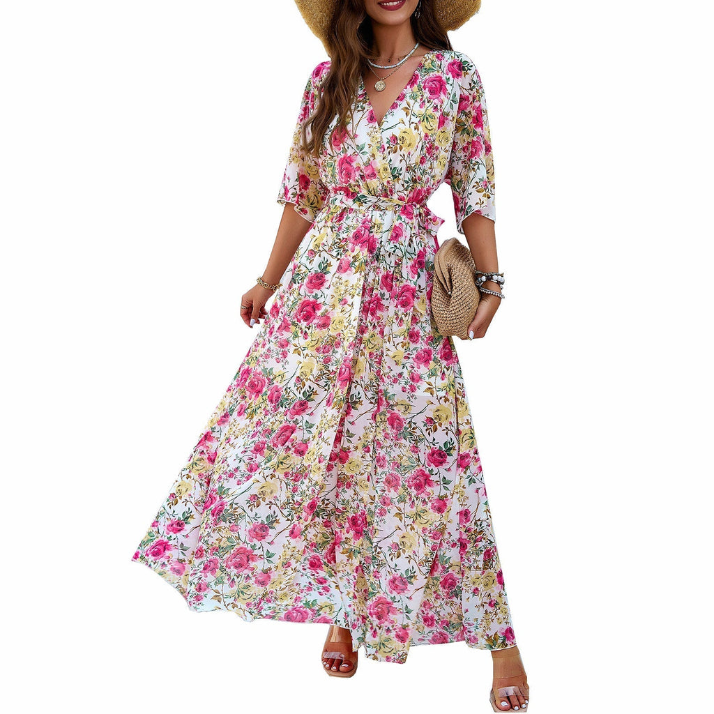 Valenzora | Elegant Printed Waist-Flattering Dress