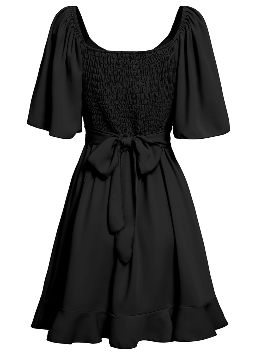 Valenzora | Casual Cross V-Neck Short Sleeve Wrap Solid Color Mini Dress