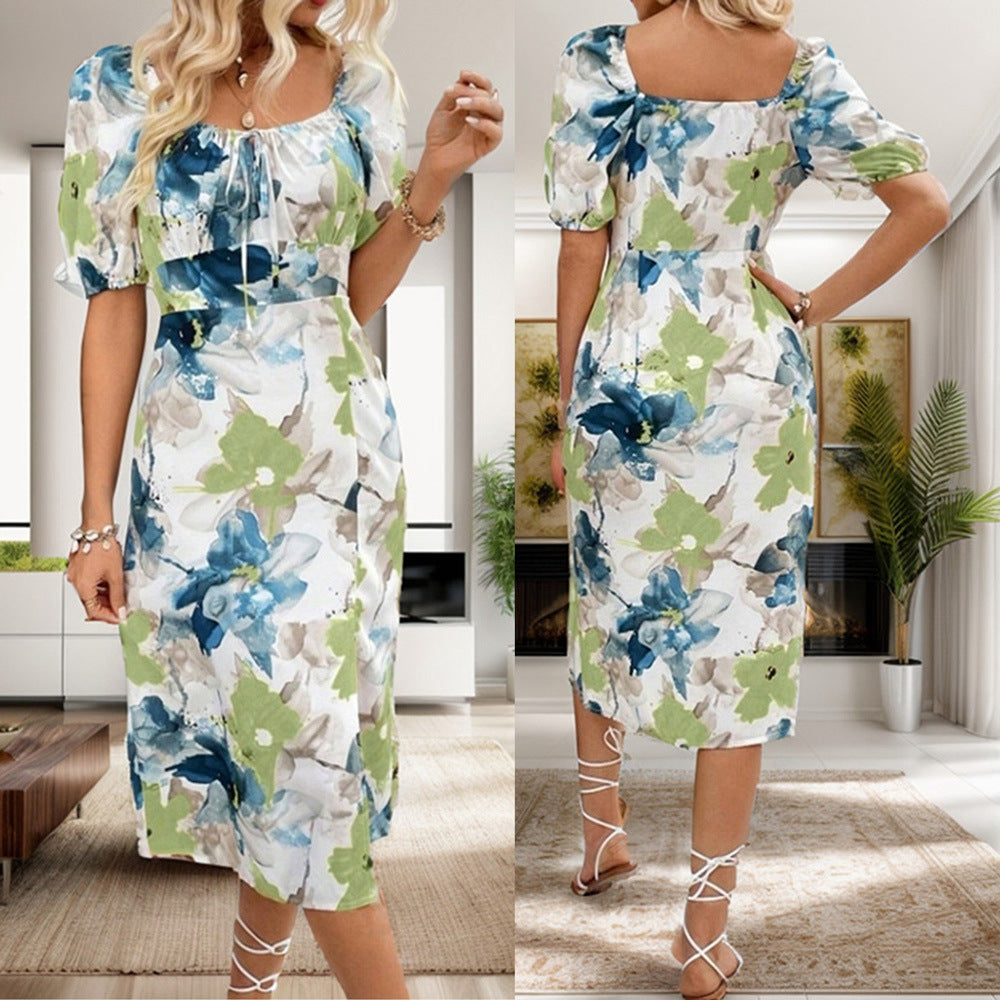 Valenzora | Printed short-sleeved midi dress