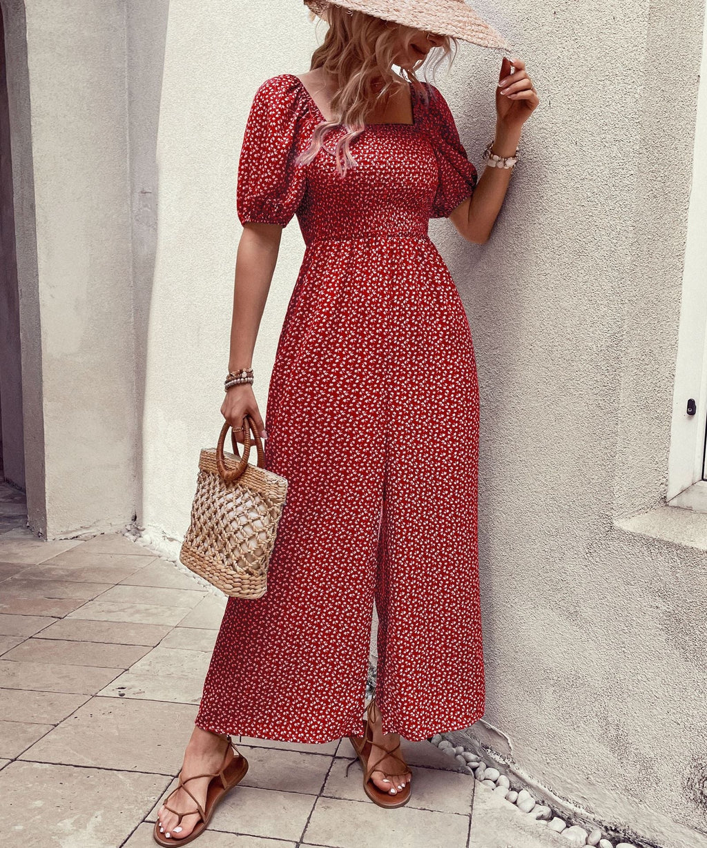 Damen-Oversize-Jumpsuit mit Puffärmeln und Gummizug in der Taille, Größe