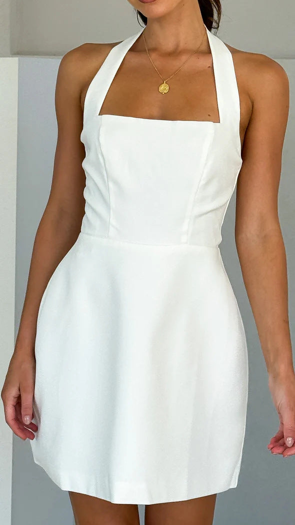 Damen-Minikleid in fließendem Schnitt mit eleganten Neckholder-Details, Größe S