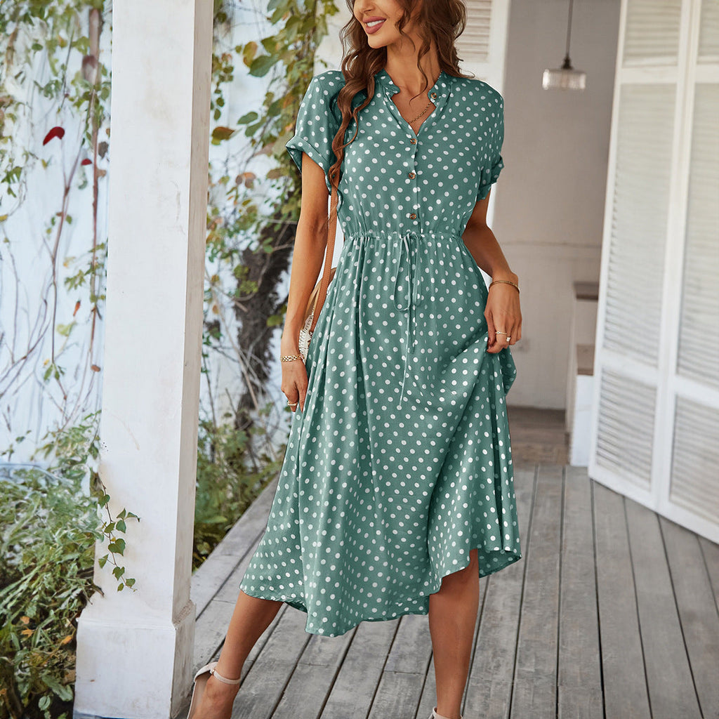 Damen Polka-Dot Midikleid, Größe