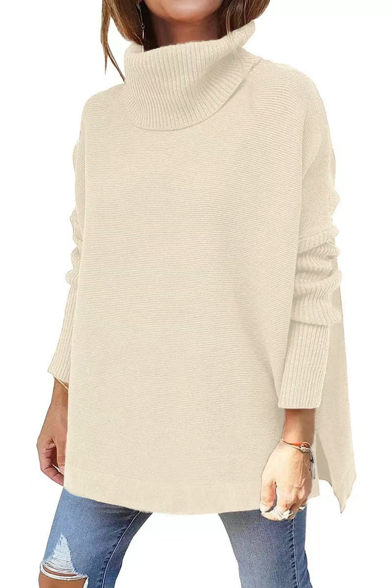 Damen-Oversize-Rollkragenpullover mit Strukturstrickmuster, Größe