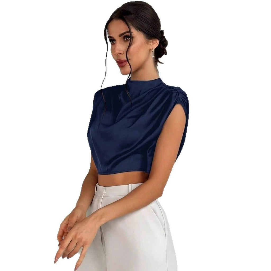 Valenzora | Satin-Bluse aus Kunstseide mit kurzem Schnitt