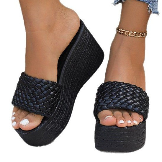 Women's wedge mules with woven upper and comfortable sole, size Valenzora