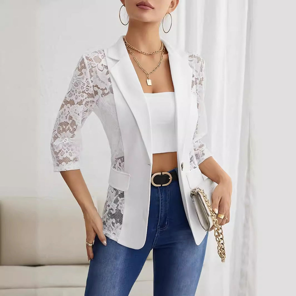 Valenzora | Spitzenbesetztes Blazer-Top