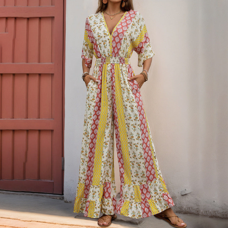 Women's wide-leg jumpsuit with elasticated waist, size