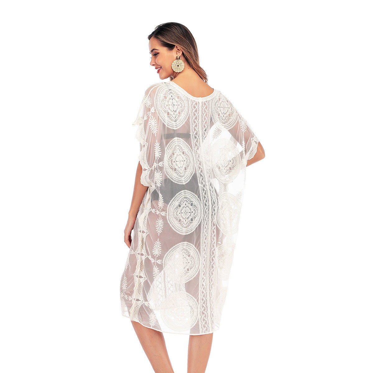 Women's elegant transparent crochet robe SIZE