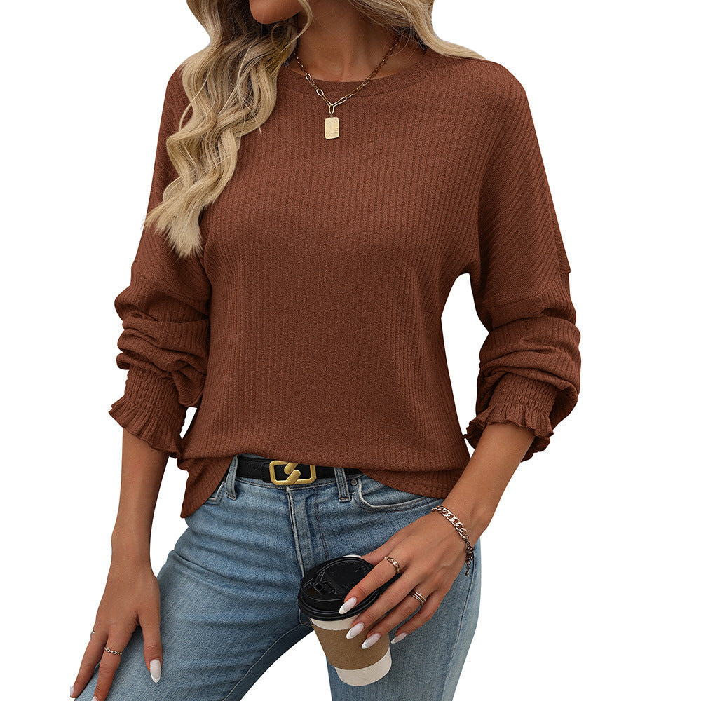 Women's casual sweater with fine ribbing and elasticated cuffs, size S