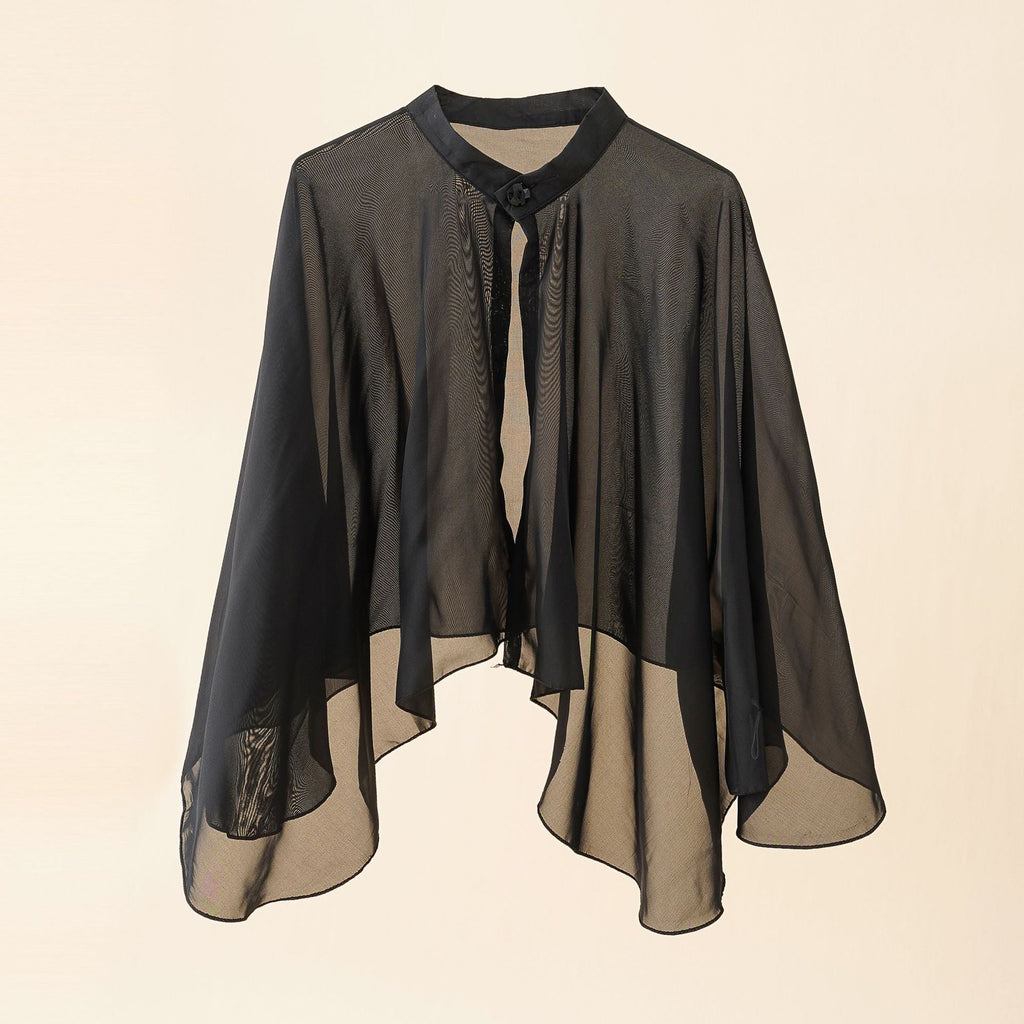 Luftiger Damen-Chiffon-Kimono mit weiten Schlagärmeln, Größe S