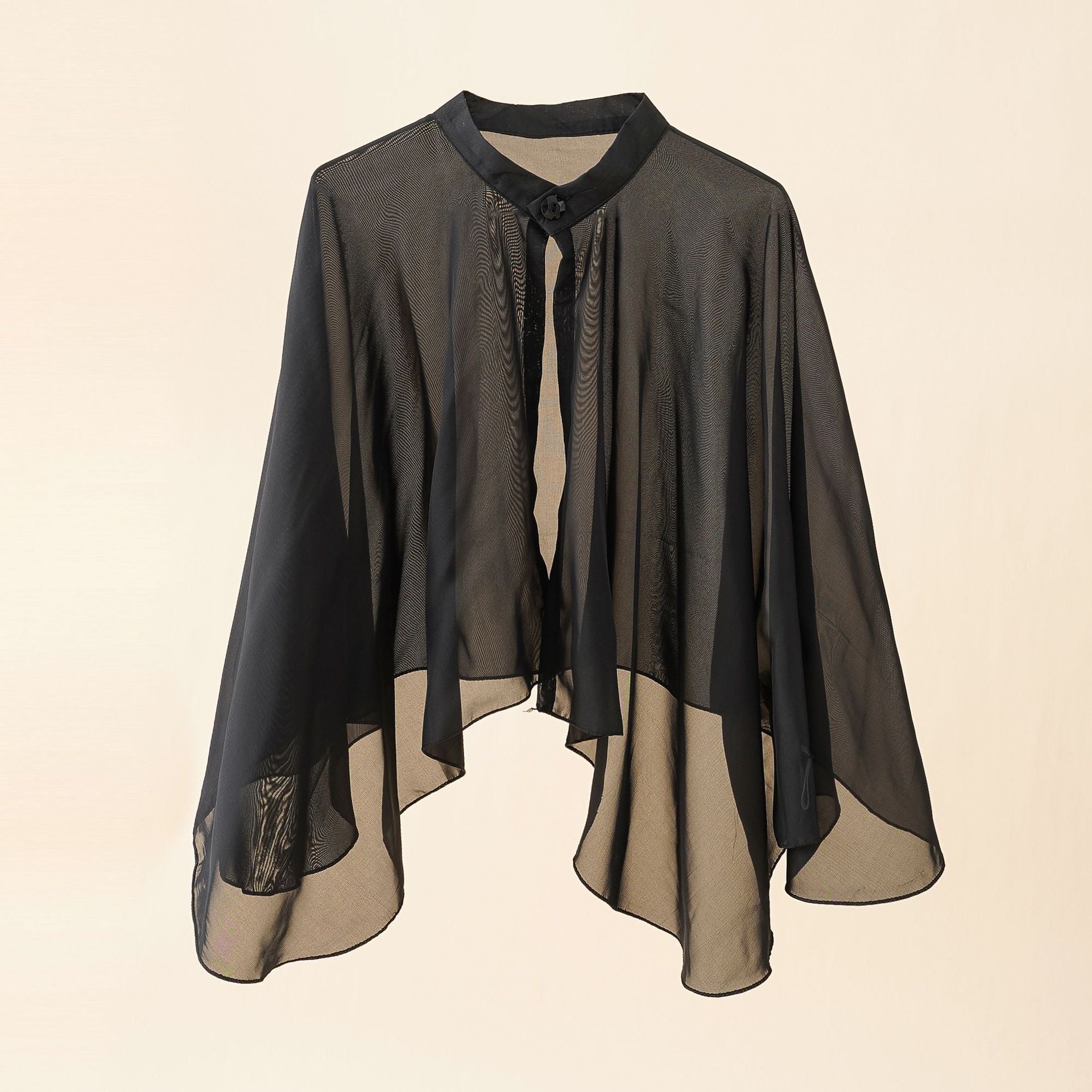 Luftiger Damen-Chiffon-Kimono mit weiten Schlagärmeln, Größe S