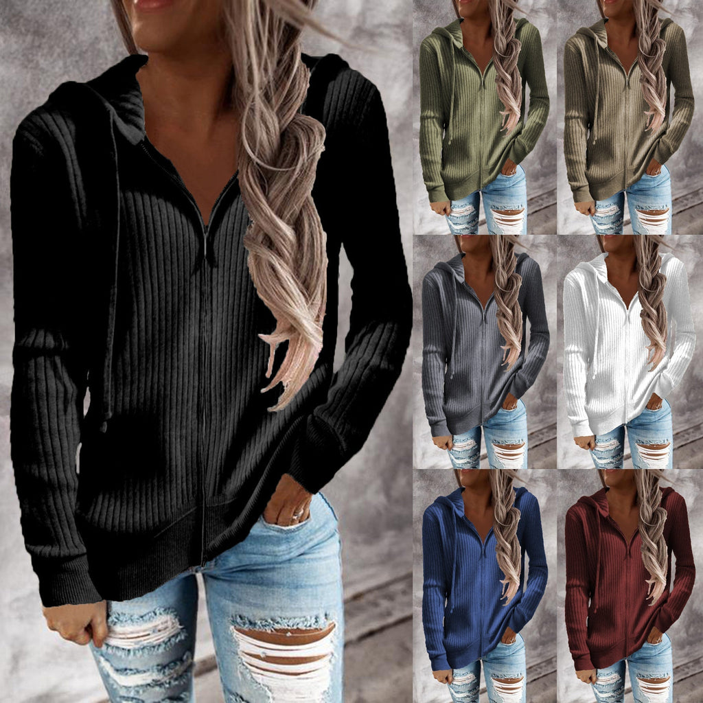 Women's sporty hooded jacket with structured ribbed texture and practical pockets, size S