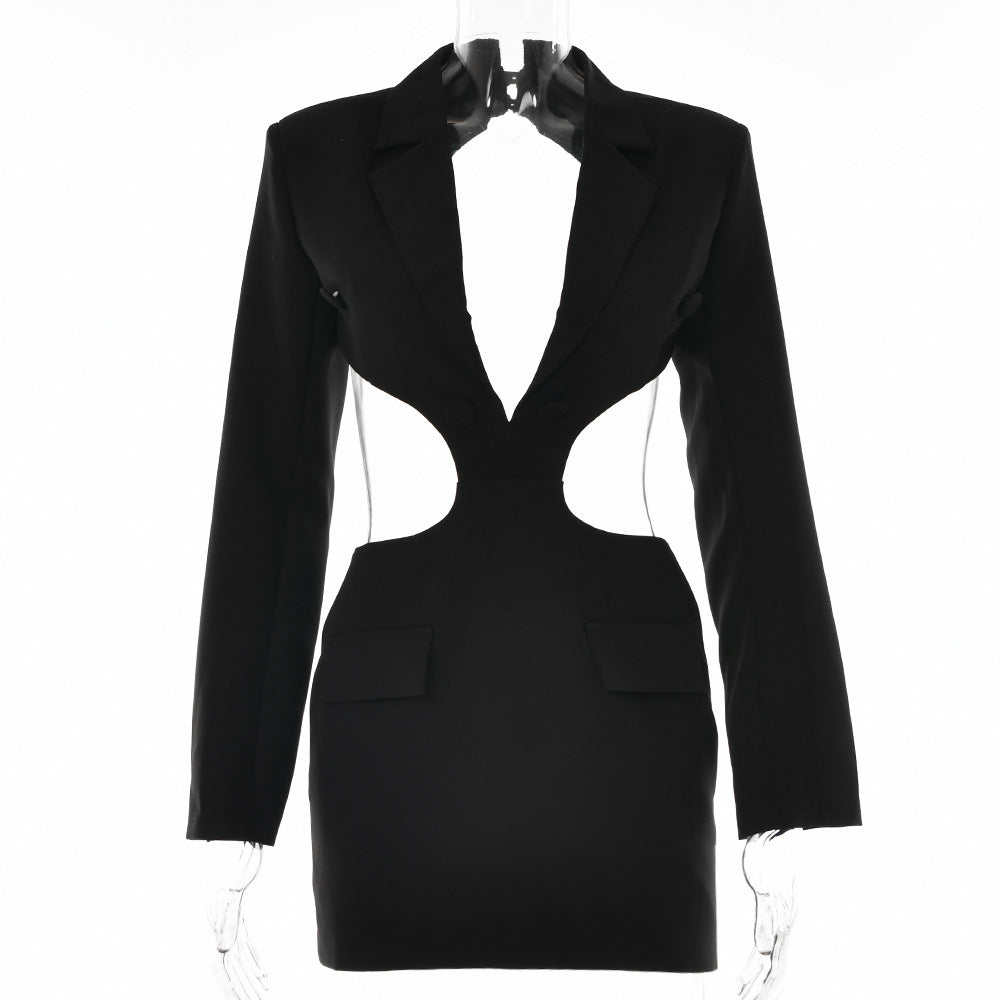 Damen Blazer-Kleid mit aufregendem Cut-Out-Design und Kontrastdetails, Größe Valenzora