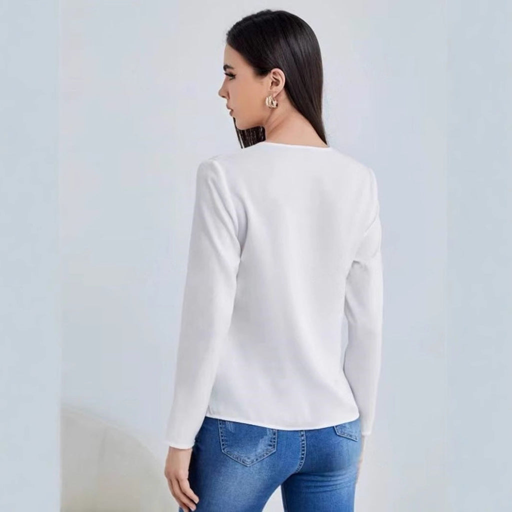Valenzora | Women's Satin Blouse Imitation Silk Shirt