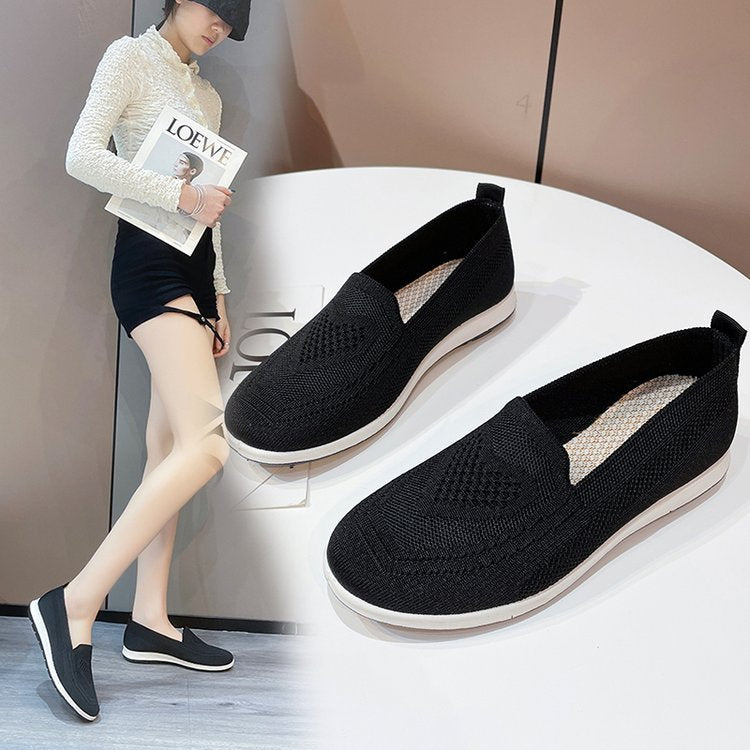 Bequeme Slip-On-Sneaker für Damen mit atmungsaktivem Strickobermaterial, Größe S