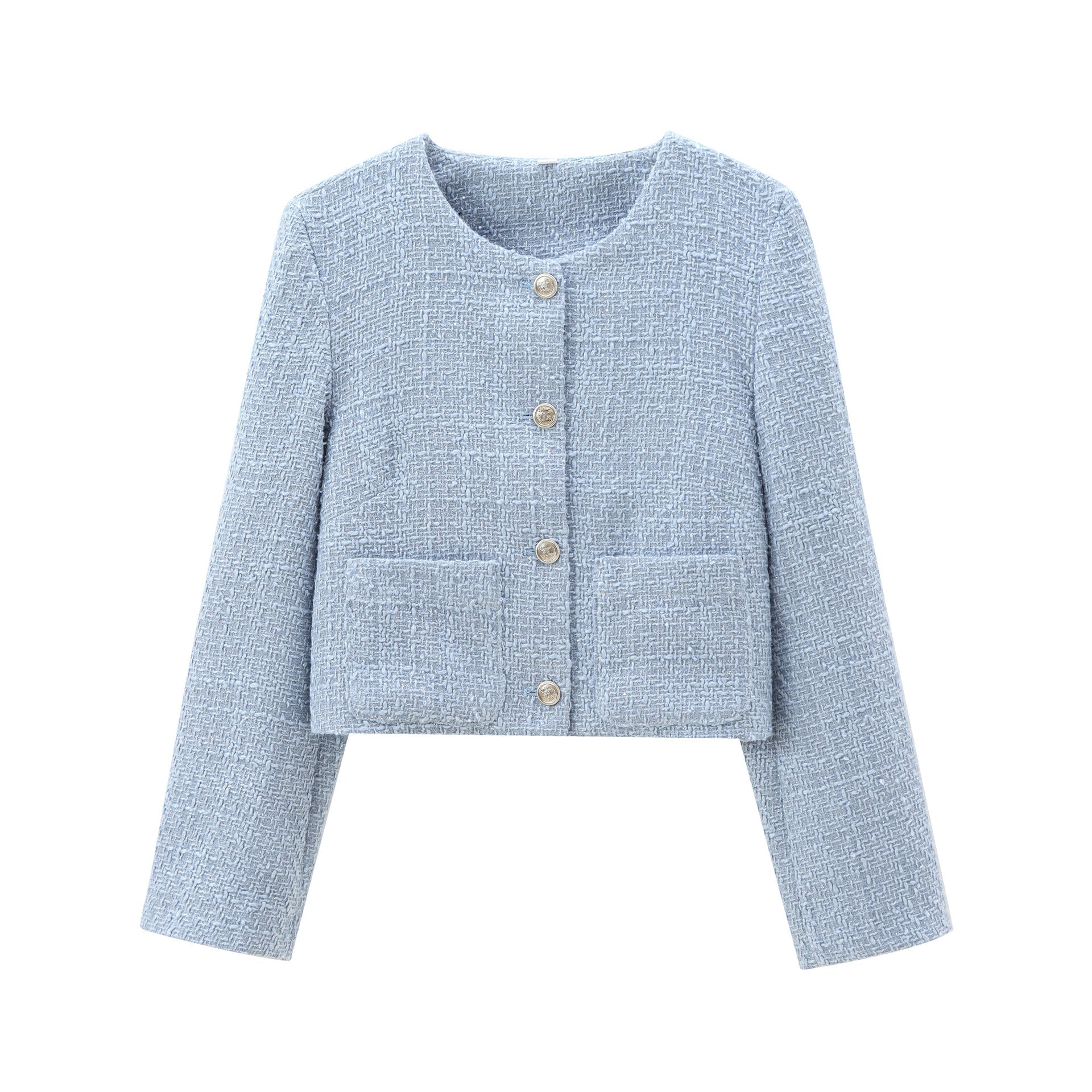 Women's short designer jacket with textured fabric, size S