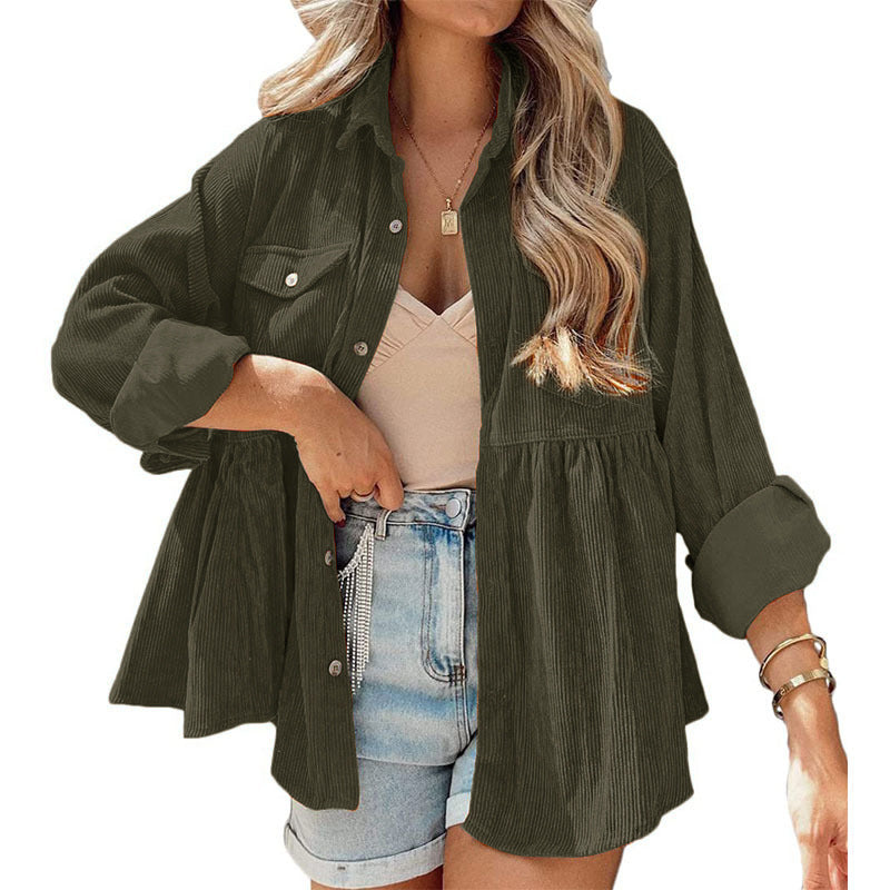 Valenzora | Come Around Corduroy Babydoll Jacket (Made of Polyester)