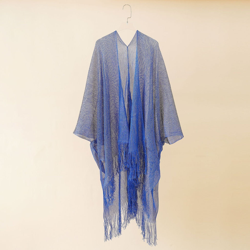 Women's fringed kimono in a transparent, airy fabric, size Valenzora