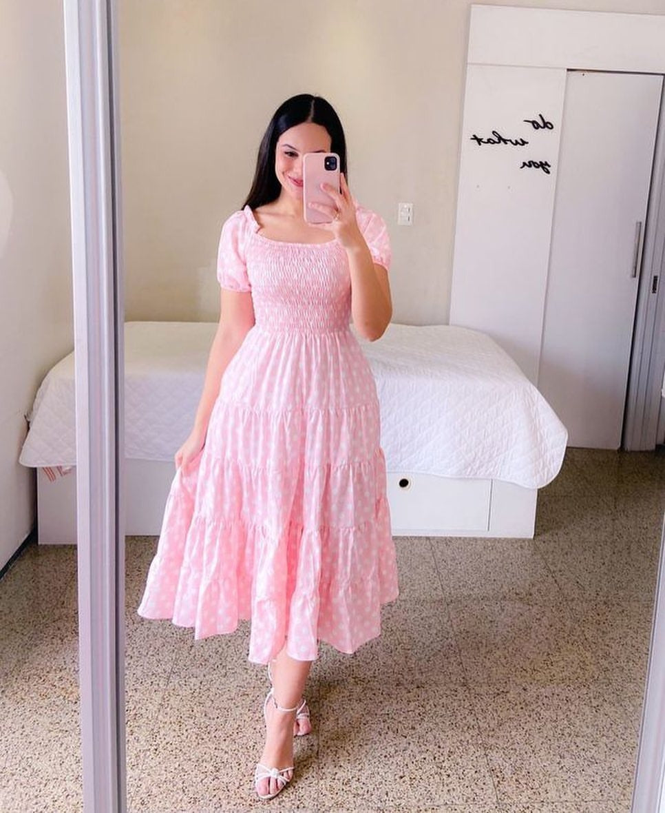 Damen-Midikleid mit schulterfreiem Design und verspieltem Schmetterlingsmuster, Größe S