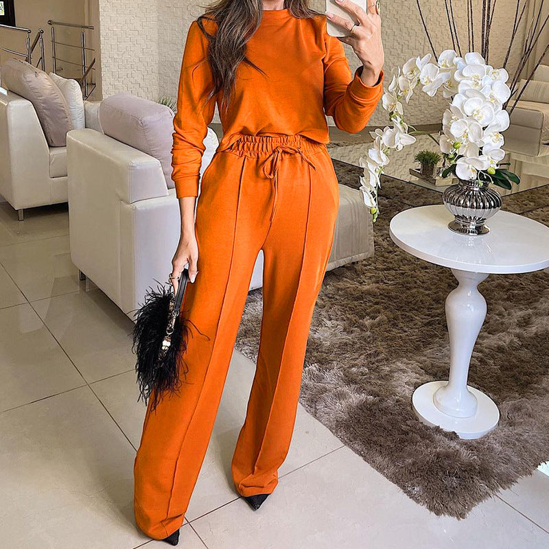 Women's elegant leisure set with high comfort and elastic waistband, size