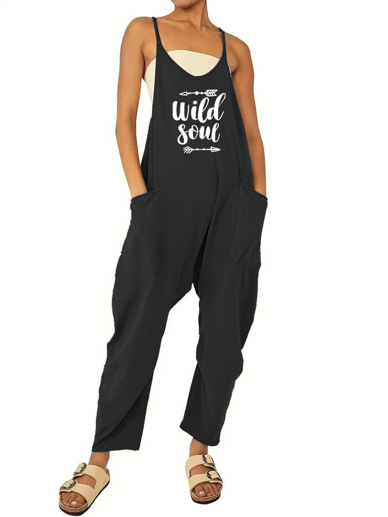 Damen-Jumpsuit mit lockerer Passform und praktischen Taschen, Größe