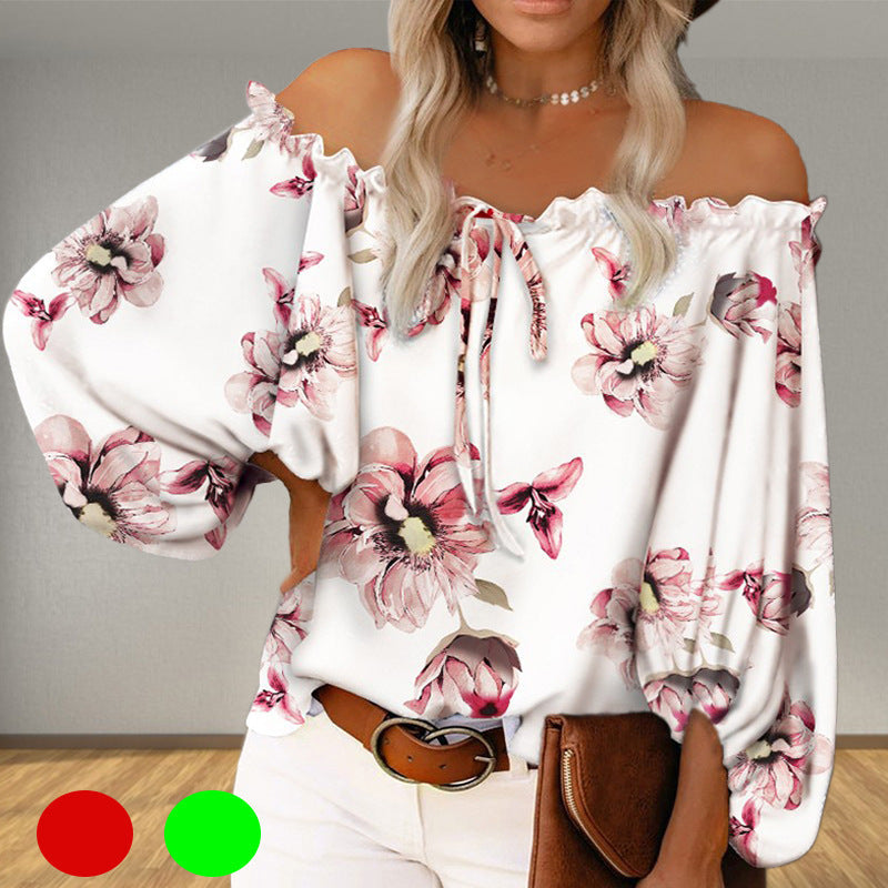 Damen Carmen-Bluse mit Blumenmuster, Größe