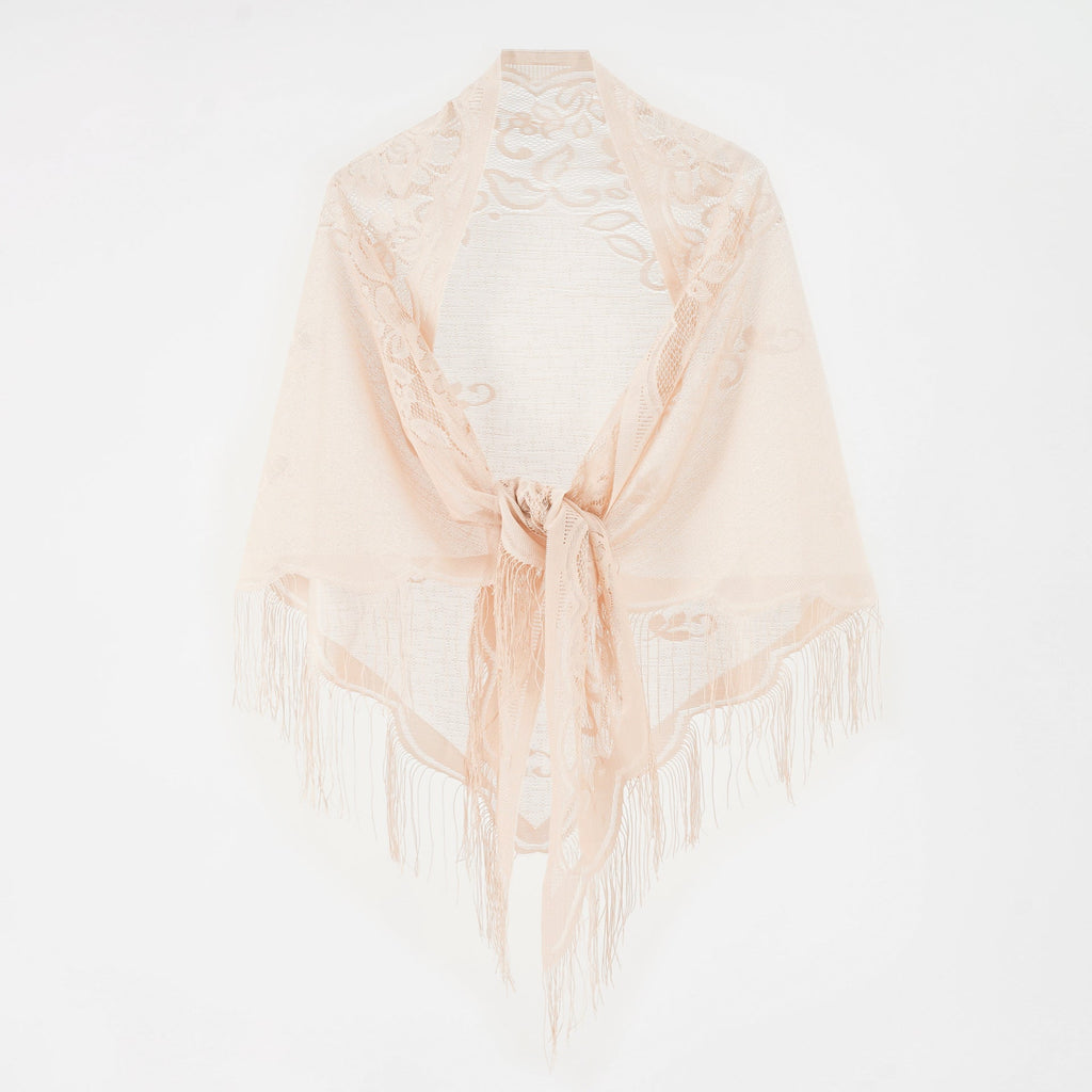 Women's Elegant Chiffon Scarf with Artful Fringes, Size