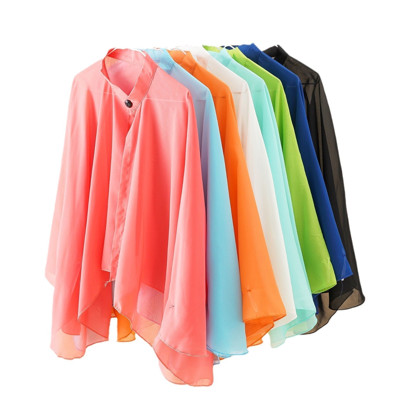 Luftiger Damen-Chiffon-Kimono mit weiten Schlagärmeln, Größe S