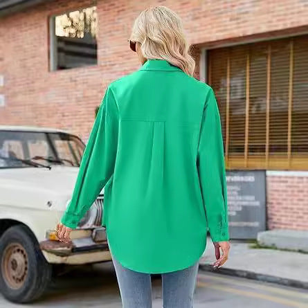 Damen Hemdbluse mit lockerem Schnitt, langen Ärmeln und modernen Details, Größe S