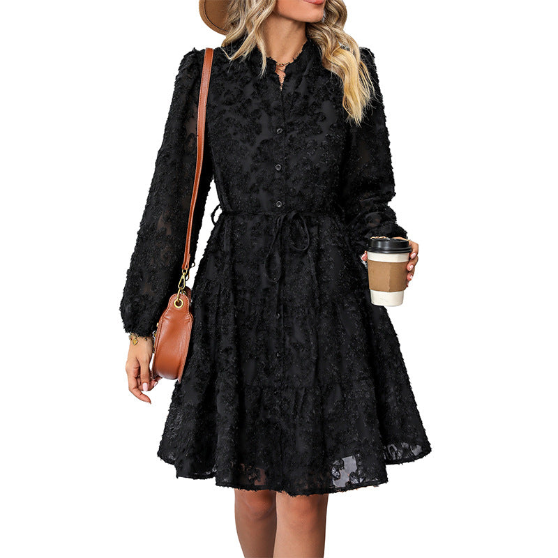 Women's blouse dress with high neckline and playful design, size Valenzora