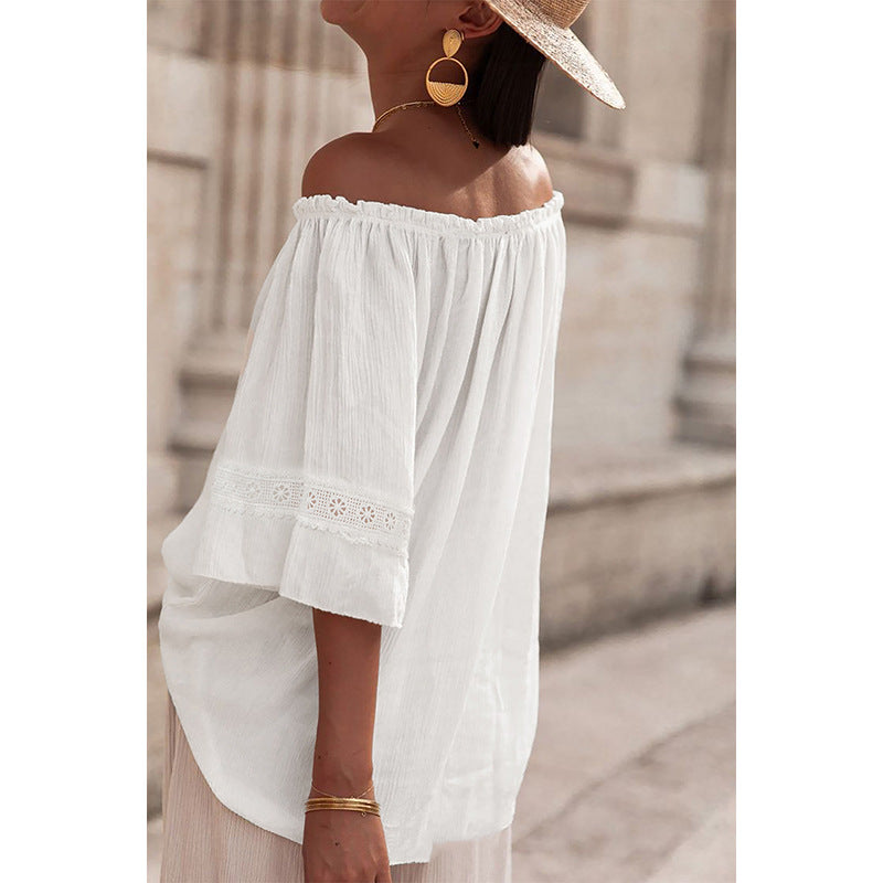 Damen-Off-Shoulder-Bluse mit Stickerei, Größe