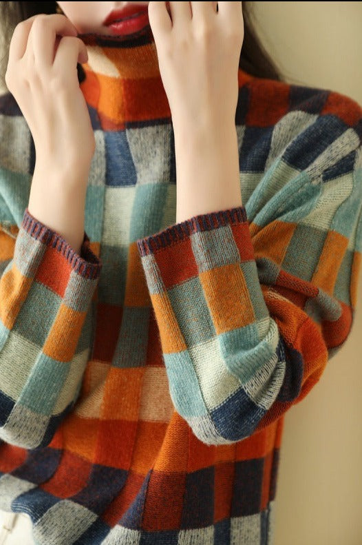 Valenzora - Elegant printed roll-neck sweater