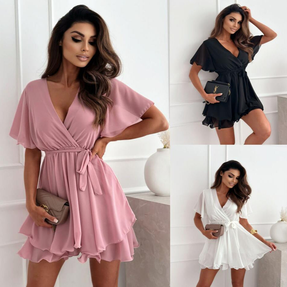 Valenzora | Short ruffled hem women's mini dress