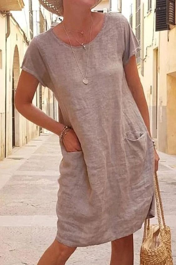 Valenzora | Linen casual dress with pockets