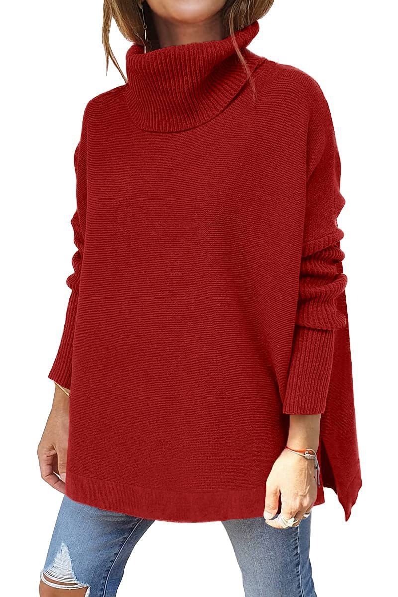 Women's oversized roll-neck sweater with a textured knit pattern and relaxed fit, size [size]