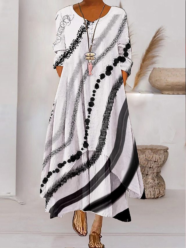 Valenzora | Maxi dress with long sleeves and button closure