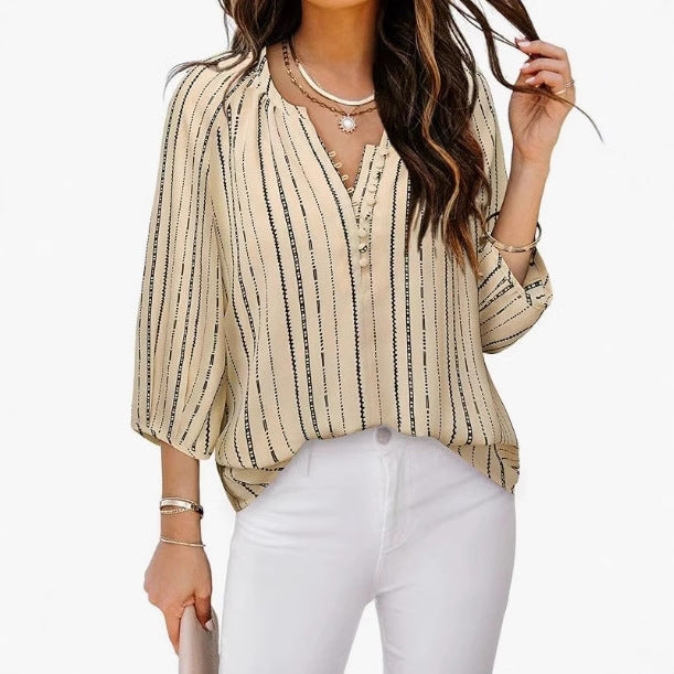 Elegante Damen Tunika-Bluse mit edlem Streifenmuster, Gr.