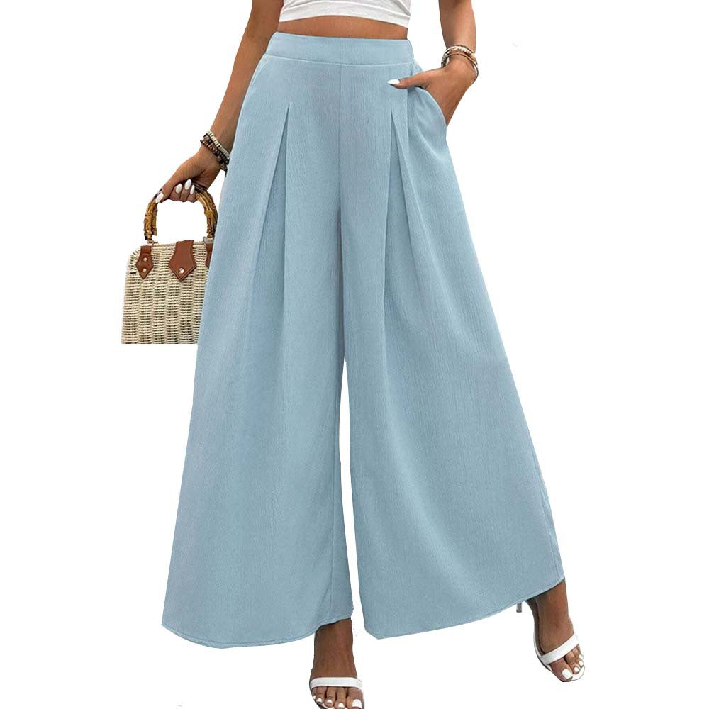 Damen-Palazzohose mit weitem Bein, eleganten Falten und hohem Bund, Größe [Größe fehlt]