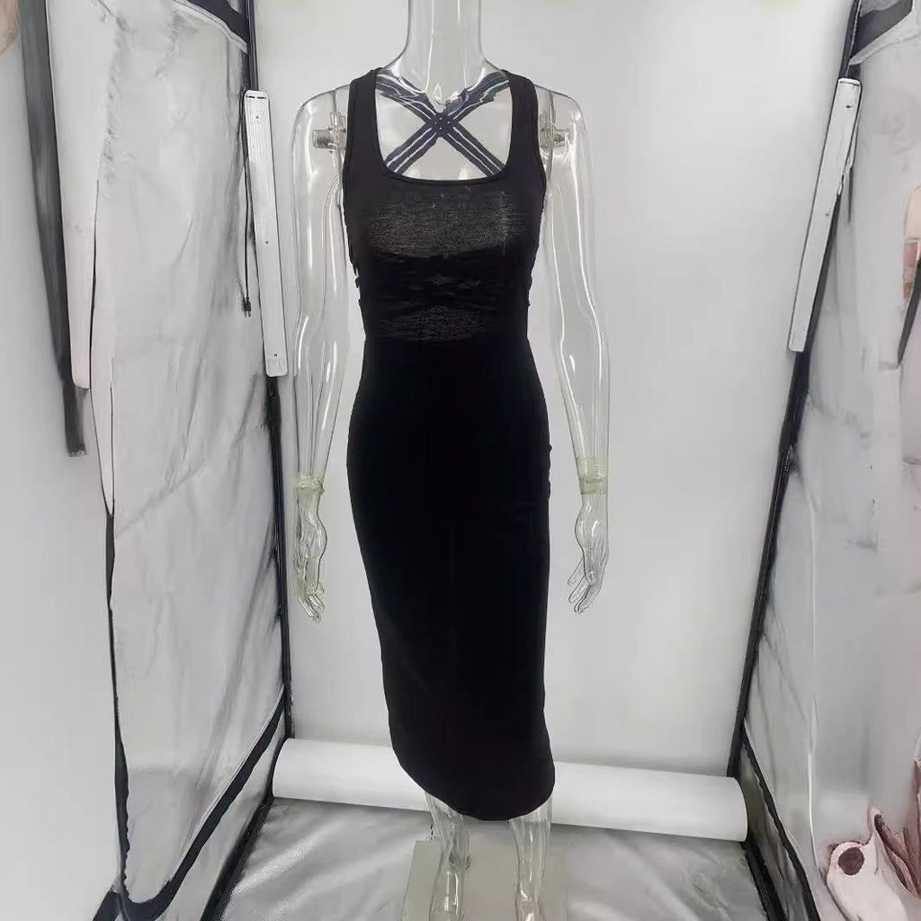 Elegantes Damen-Midikleid mit seitlichen Cut-Outs Größe