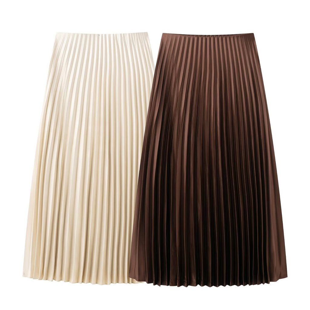 ValenzoraMODE | Plissierter Midirock aus Satin mit Sommer-Feeling
