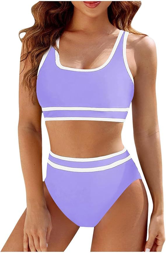 Sportlicher Damen-Bikini-Set mit hoher Taille und bequemem Oberteil, Größe